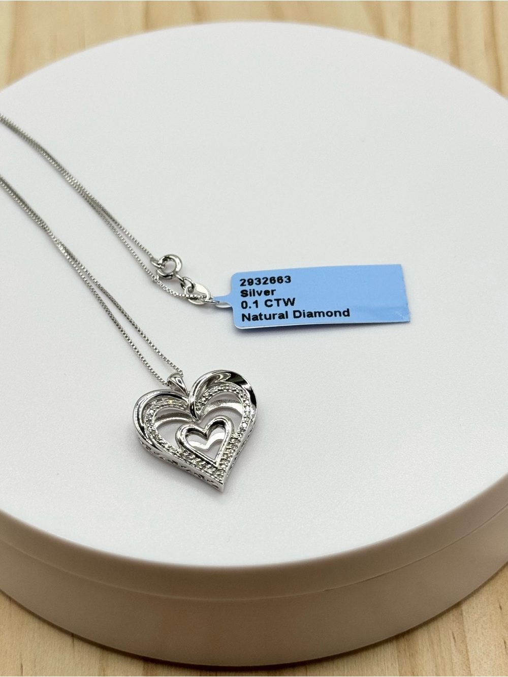 Sterling Silver Triple Heart Pendant Diamond Necklace